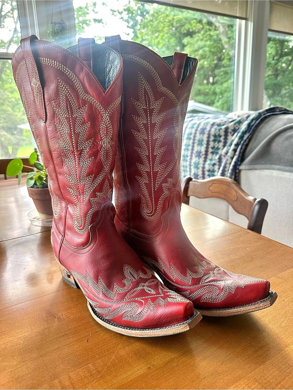 Lane Embroidered Western Boots Red US 10.5